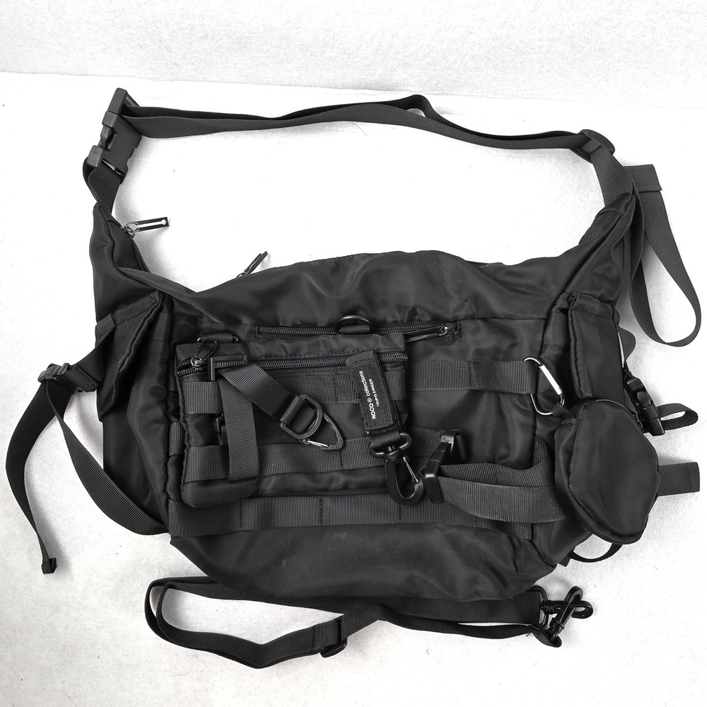 NOBO Collections Black Tactical Utility Messenger Shoulder Bag Techwear Pouch